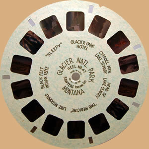 hand-lettered white with blue speckles View-Master reel